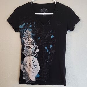 Bitter Sweet Rose Graphic T Shirt Size M